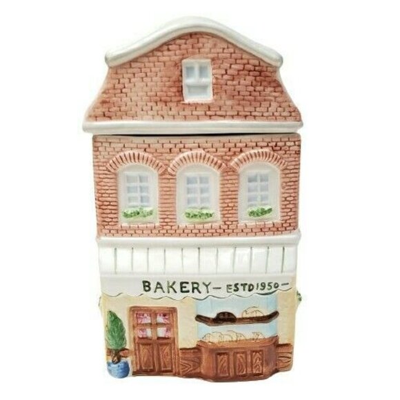 Vintage Village Bakery Building Cookie Jar 10 in Cardinal Inc